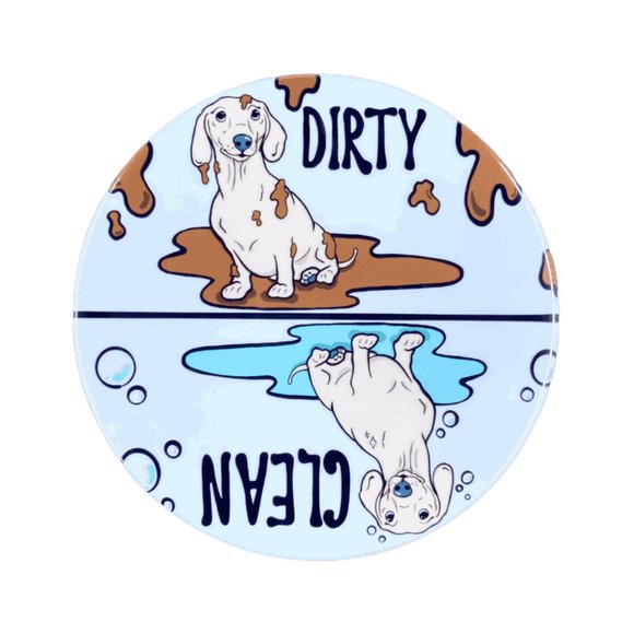 Cream Dachshund Dog Clean Dirty Dishwasher Magnet - Picture 3 of 4